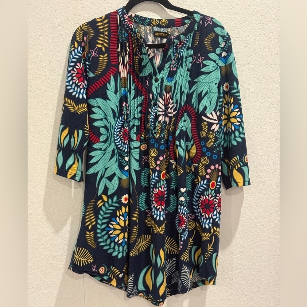 Reborn Black Multicolor Floral Blouse‎